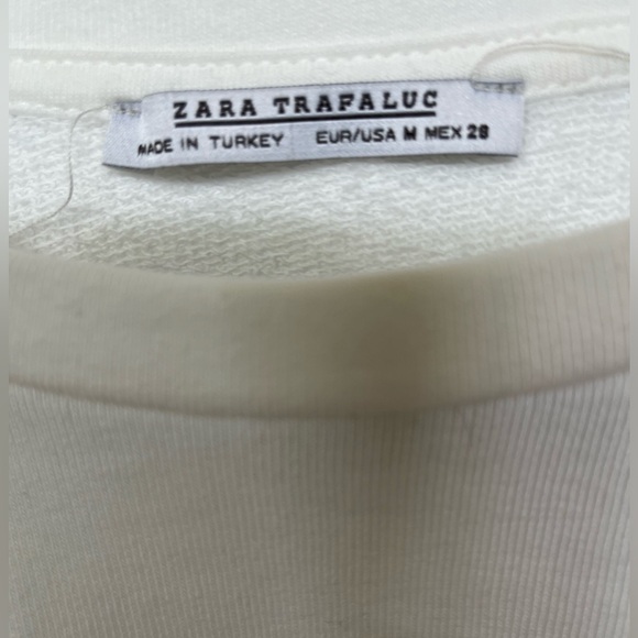 Zara lightweight sweatshirt with attached belt- wrap around-white-size M US - Picture 12 of 14